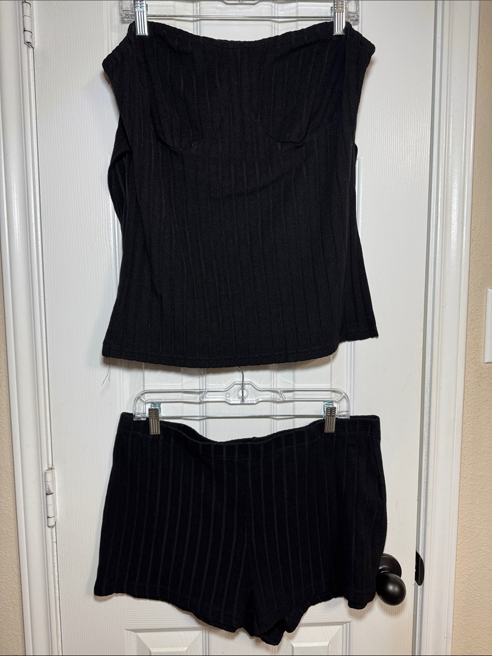 Black Ribbed Two-Piece Skirt Set